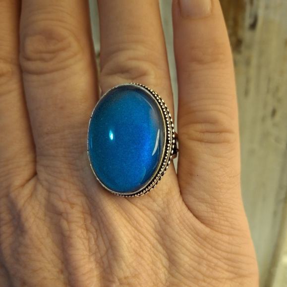 New Rainbow Dichroic Glass 925 Silver Ring.  - Picture 14 of 16